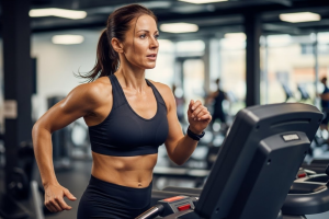 woman on treadmill at gym