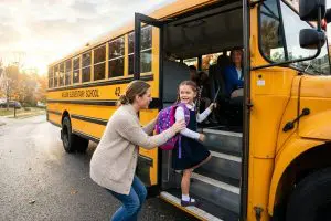 mom and child back to school